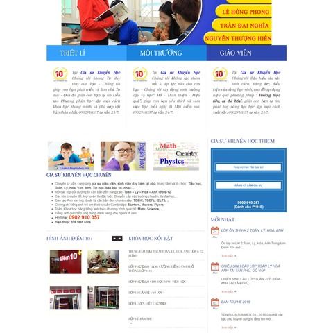 Thiết kế website trung tâm Gia sư &amp; Luyện thi chuyên nghiệp