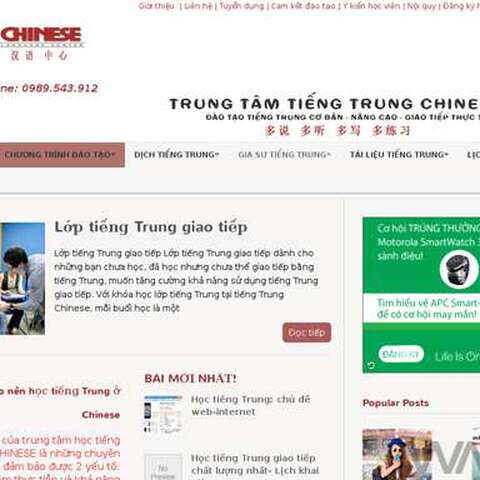 Thiết kế website Đào tạo tiếng Trung chuyên nghiệp