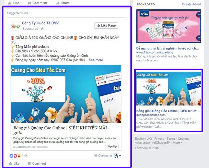 Quảng cáo facebook pagetoweb