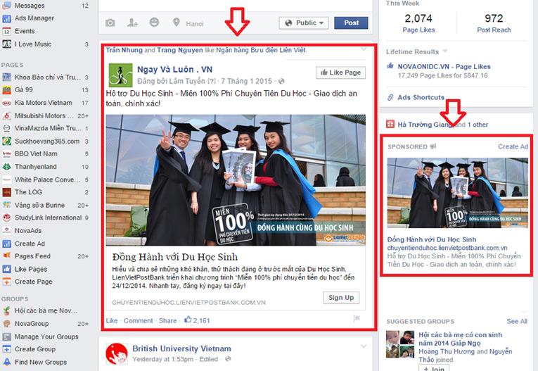 Quảng cáo facebook Page Like